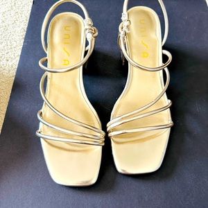 Lightly worn Unisa gold summer sandals